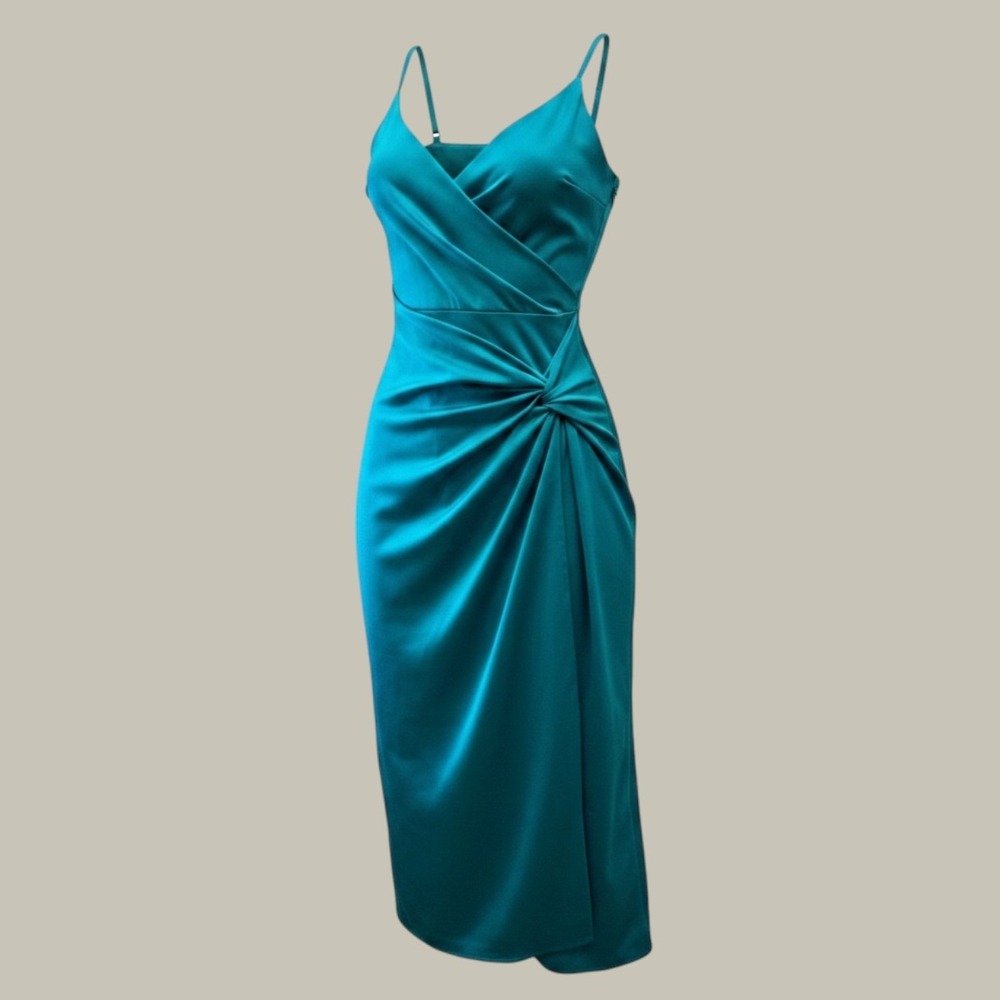 Chiara Boni La Petite Robe Dress 38 Turquoise Teal Sleeveless Twist Italy SZ 0-2